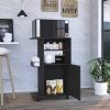 Kitchen Cart Kryot, Single Door Cabinet, Four Casters, Black Wengue Finish