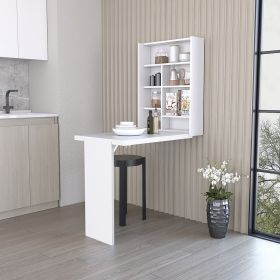 Foldable Table Tacoma, Seven Interior Shelves, White Finish