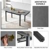 Grey Ceramic Modern Rectangular Expandable Dining Room Table For Space-Saving Kitchen Small Space -Table Top