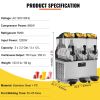 VEVOR Commercial Slushy Machine, 36L/9.6Gal Stainless Steel Margarita Smoothie Frozen Drink Maker, 150 Cup Triple Bowl Slushie Maker, 860W Slushie Mac