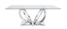 ACME Finley Dining Table, Clear Glass & Mirrored Silver Finish 68260