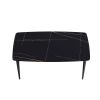 63"Modern artificial stone black curved black metal leg dining table -6 people