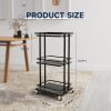 3 Tier Bar Cart for Home, Mobile Bar Serving Cart, Wine Cart on Wheels, Industrial Style Wine Cart for Kitchen, Beverage Cart with Wine Rack and Glass