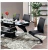 Contemporary Style Z-Shaped Chair Base 2pcs Dining Chairs Black Leatherette Chrome Finish Side Chair Dining Room Furniture