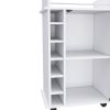 Bar Cart Baltimore, Six Wine Cubbies, Glass Door, Four Caster, Two Shelves, White Finish