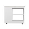 Kitchen Cart Kamizaze, Two Storage Shelves, Four Casters, Three Side Shelves, White / Dark Brown Finish