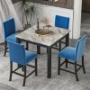 5-piece Counter Height Dining Table Set with One Faux Marble Dining Table and Four Upholstered-Seat Chairs, Table top: 40in.L x40in.W, for Kitchen and