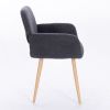 Teddy Fabric Upholstered Side Dining Chair with Metal Leg(Dark grey teddy fabric+Beech Wooden Printing Leg),KD backrest