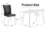 Table and chair set. 1 table with 4 black PU chairs. Modern minimalist rectangular white imitation marble dining table, 0.3 inches thick, with silver