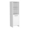 Kitchen Pantry Feery, Single Door Cabinet, Interior and External Shelves, White Finish