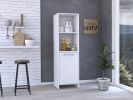 Kitchen Pantry Feery, Single Door Cabinet, Interior and External Shelves, White Finish