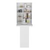 Foldable Table Tacoma, Seven Interior Shelves, White Finish