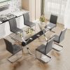 Dining table. Modern tempered glass dining table. Large modern office desk with silver plated metal legs and MDF crossbars, suitable for both home and