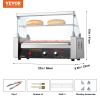 VEVOR Hot Dog Roller 5 Rollers 12 Hot Dogs Capacity, 750W Stainless Sausage Grill Cooker Machine with Dual Temp Control Glass Hood Acrylic Cover Bun W
