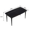 63"Modern artificial stone black curved black metal leg dining table -6 people