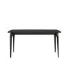 63"Modern artificial stone black curved black metal leg dining table -6 people