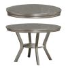 Formal Traditional Dining Table Round Table Silver Hue 5pc Dining Table w Shelf 4x Side Chairs Tufted Back Dining Room Furniture