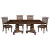 Traditional Dining Table 1pc Brown Cherry Finish Double Pedestal Base Separate Extension Leaf Dining Furniture