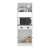 Microwave Storage Stand with 3-Doors and Drawer Arlington, White Finish