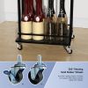 3 Tier Bar Cart for Home, Mobile Bar Serving Cart, Wine Cart on Wheels, Industrial Style Wine Cart for Kitchen, Beverage Cart with Wine Rack and Glass