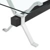 Dining table. Modern tempered glass dining table. Large modern office desk with silver plated metal legs and MDF crossbars, suitable for both home and