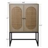 Natural Rattan 2 Door high cabinet, Built-in adjustable shelf, Easy Assembly, Free Standing Cabinet for Living Room Bedroom Hallway